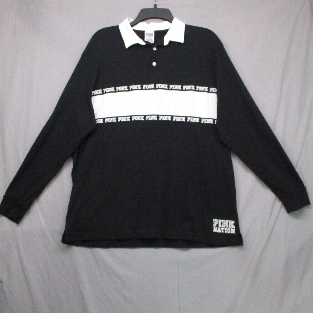 Pink Victoria's Secret Polo Long Sleeve Black  White Men Size‎ | L
